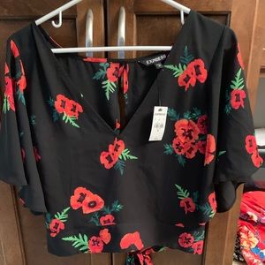 Open back tie blouse